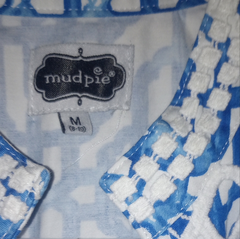Mudpie Crotchet Blue and White A Line Sleeveless Dress Size M - Picture 5 of 5